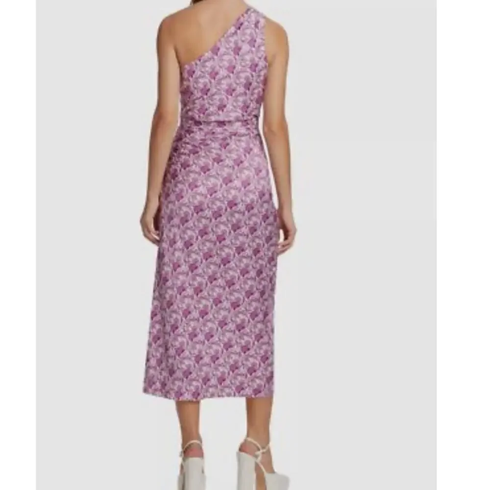 Cami NYC Nanu One Shoulder Midi Dress Womens 4 Pink Floral Slit Cocktail Party - Picture 2 of 11